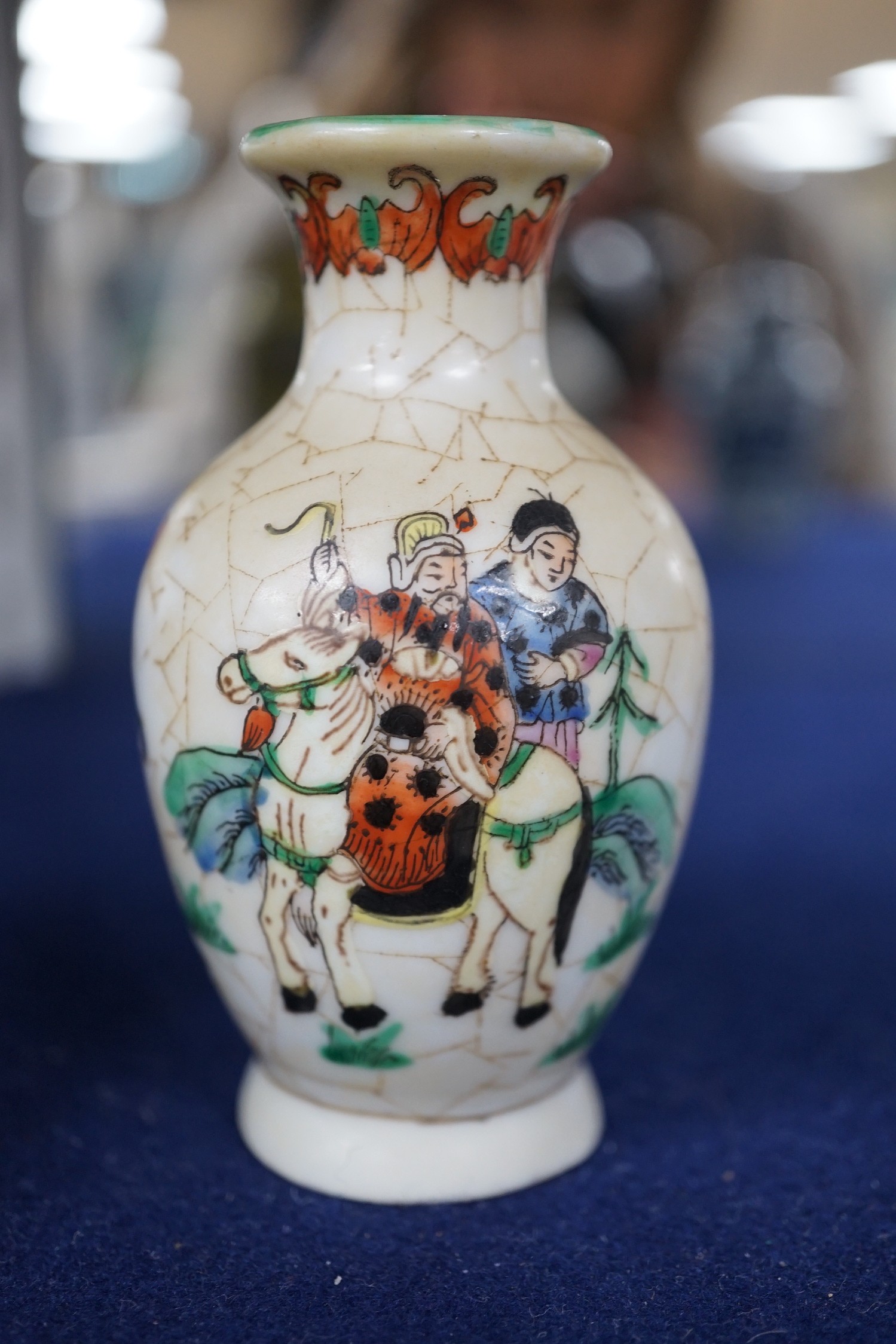 Two 19th century Chinese porcelain small vases and a small famille rose vase, tallest 11cm high